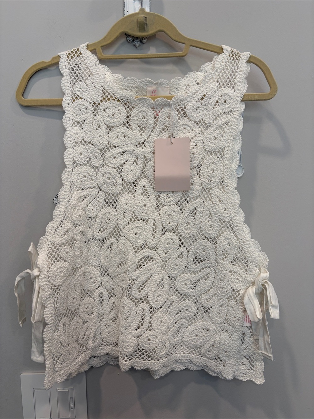 So Me Ivory Crochet Floral Camisole with Side Ties